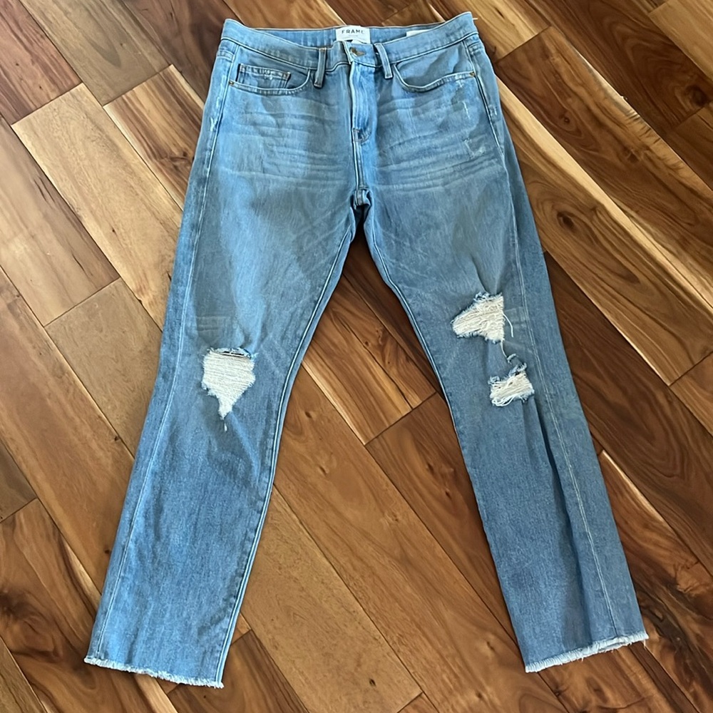 Frame Denim “Le Boy” Distressed Jeans